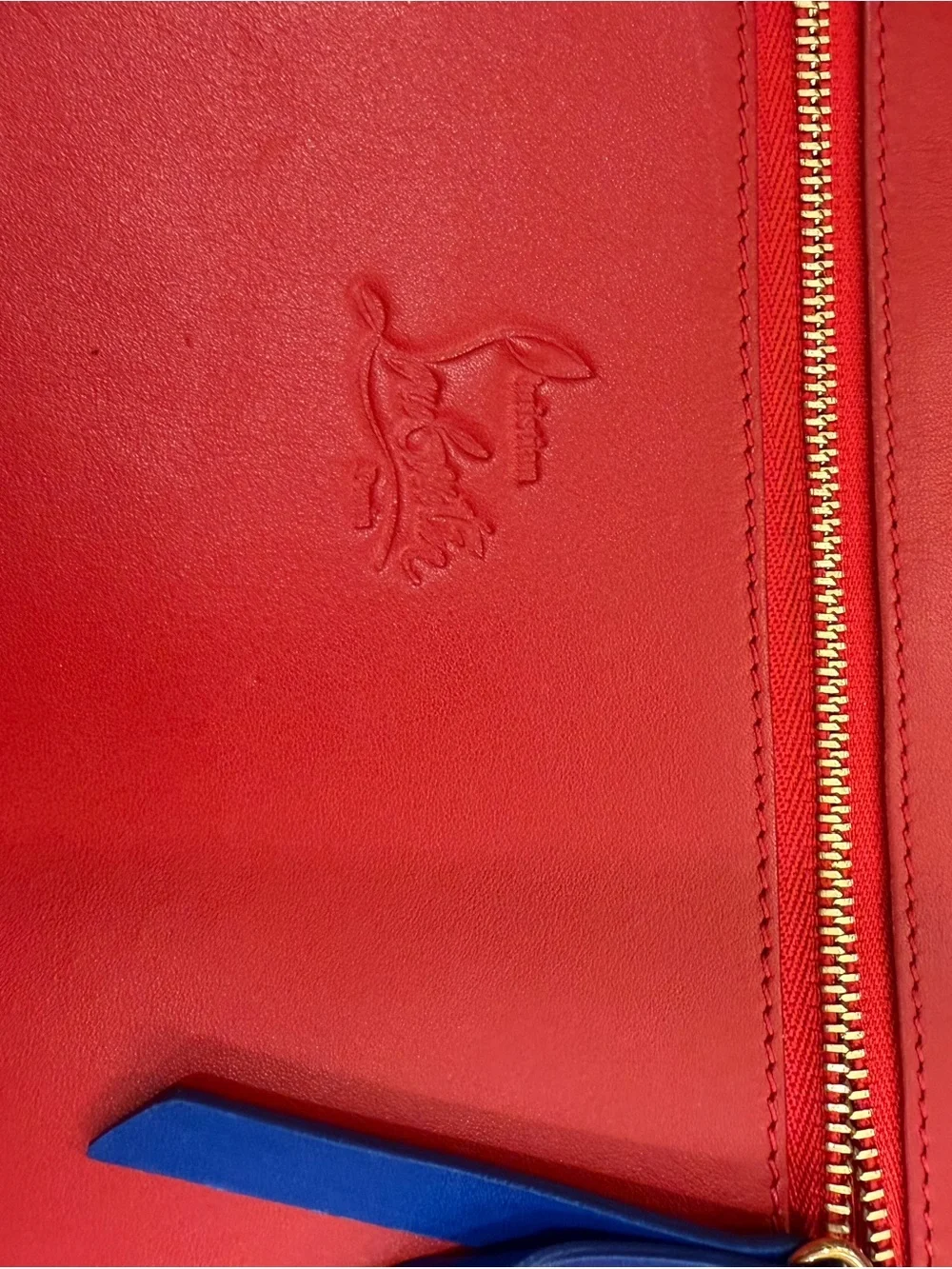 Christian Louboutin Electric Blue Spike Zip Tablet Sleeve with Dust Bag and COA